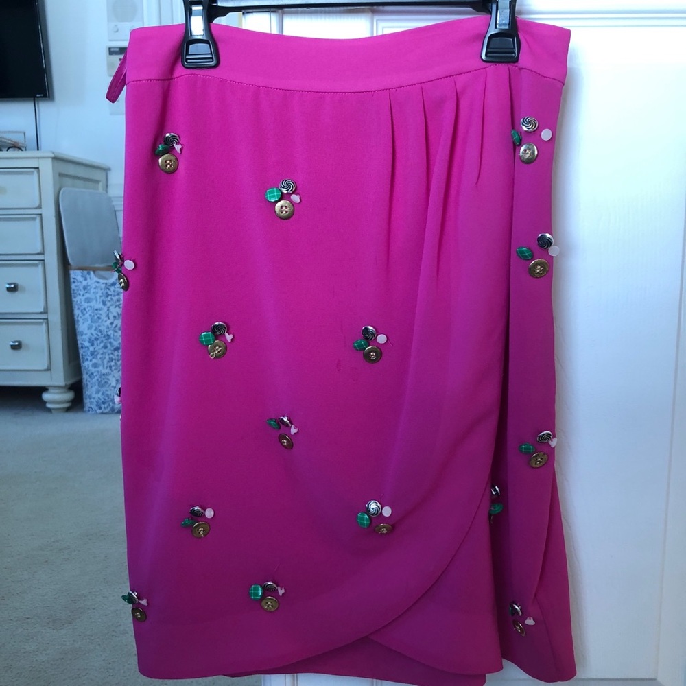 Pink silk Anthro skirt